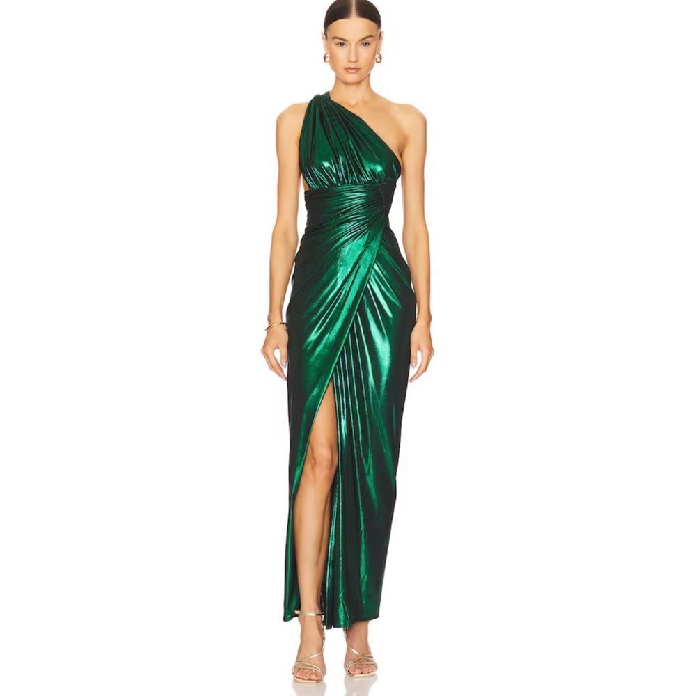 Angelique's Atelier Shimmering Emerald One-Shoulder Dress